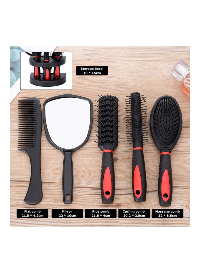 NIBEMINENT 5-Piece Hair Combs With Storage Base Pink/Black - Image 3