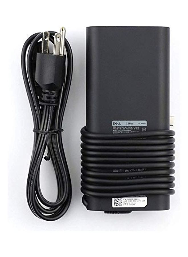 ديل محول تيار متردد بتصميم جديد وبقدرة 130 وات وبوصلة USB Type C لجهاز ديل XPS‏ 15 9575 بتصميم 2-في-1، بريسيشن 5530 بتصميم 2-في-1، شاشة اللمس 9575 بجودة 4K أسود - Image 2