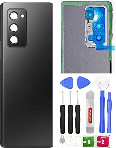 JMBTQ ULK Z Fold 2 Back Glass Replacement WCamera Lens and Pre-Installed Tape for Samsung Galaxy ZFold 2 SM-F916 5G Version Z Fold2 5G F916 Back Glass Housing Cover Part + Tools (Black) - Image 1