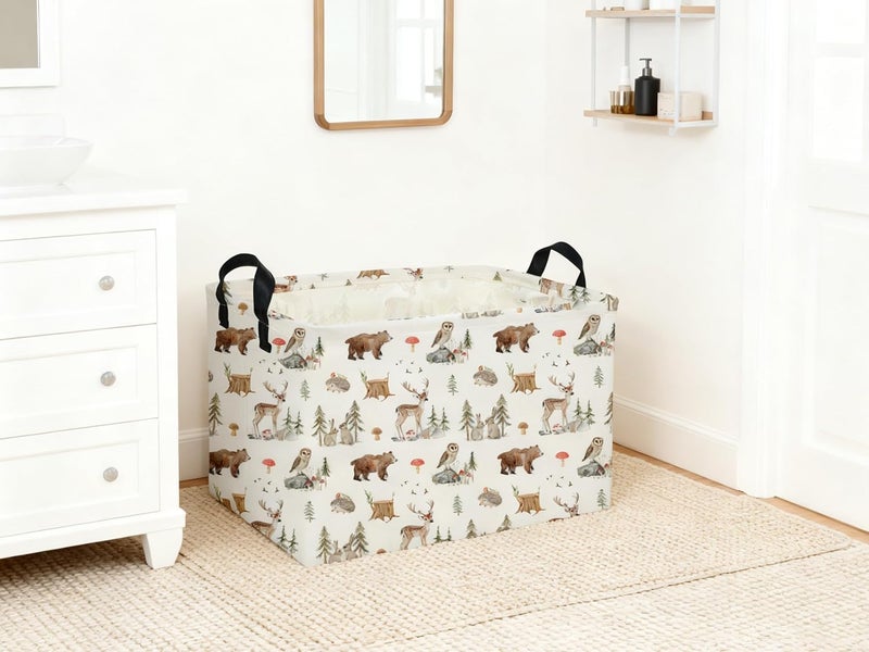 DDBASKET Rectangle Kids Baskets Animal Basket Cute Storage Bin Organizer Box for Room Decor Gift Basket(Woodland animal) - Image 4