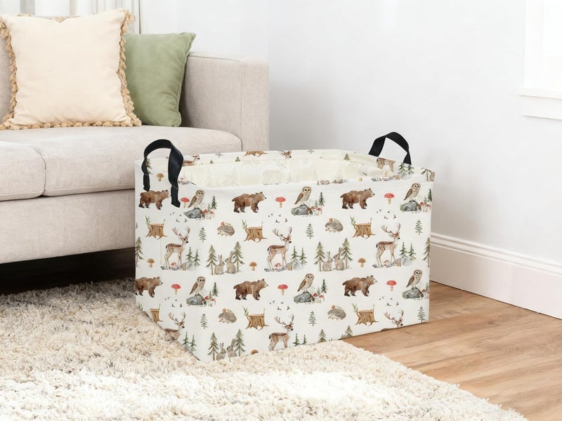 DDBASKET Rectangle Kids Baskets Animal Basket Cute Storage Bin Organizer Box for Room Decor Gift Basket(Woodland animal) - Image 5