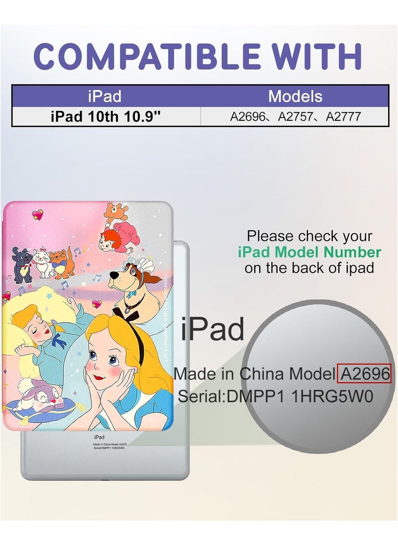 General Suitable for iPad 10th Generation Case 10.9 inch 2022 Cute Cartoon Kawaii Girl Child Teenage Girl Female Design Cover, 360 Degree Rotating Folio Pencil Holder, Sleeping  - Image 2