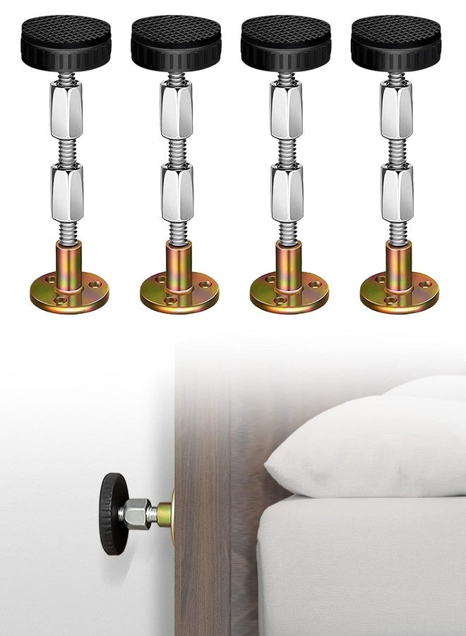 Tiilan Headboard Stoppers, Bed Stoppers, Bed Frame Wall Stoppers - Anti-Shake, Adjustable, Stable Tool for Bed, Cabinet, Sofa - EVA Pad&Metal, Pack of 4 (1.0-3.2 in) - Image 1