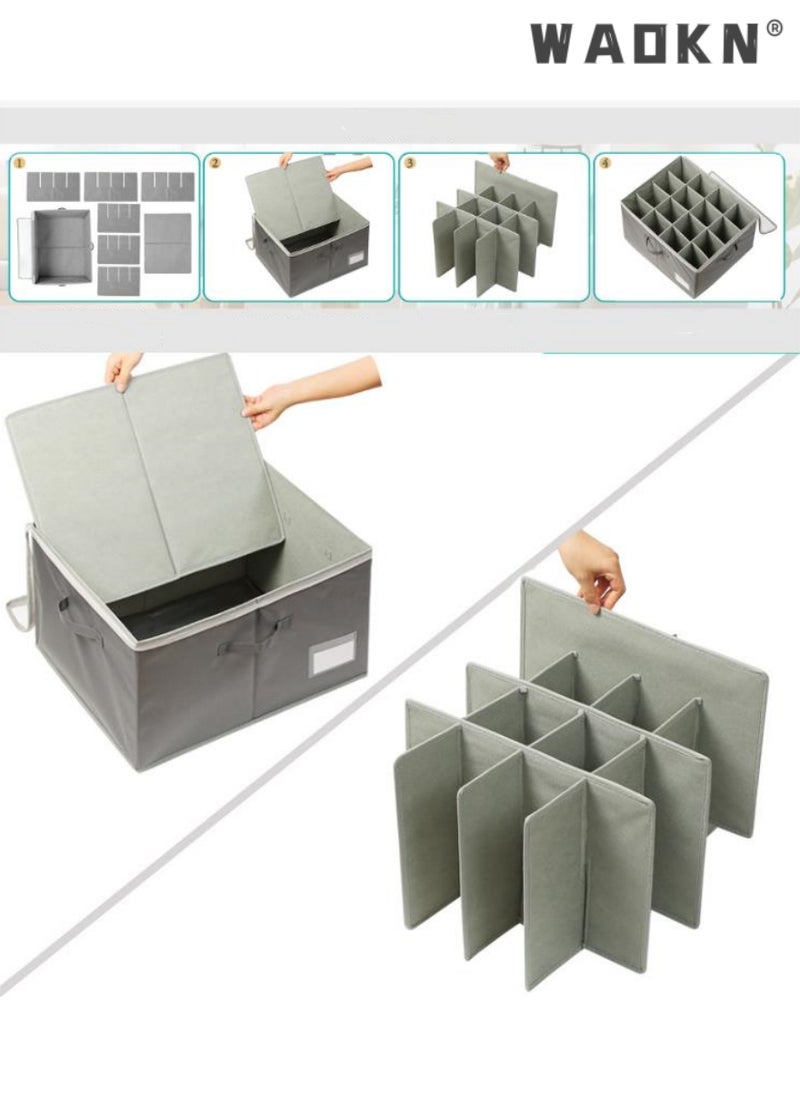 Shoe Organizer for Closet, Fits 16 Pairs, Large Shoe Box Storage Containers, Clear Foldable Shoe Storage Bins w/Bottom Support, Space Saving Shoes Holder w/Reinforced Handles, Gray