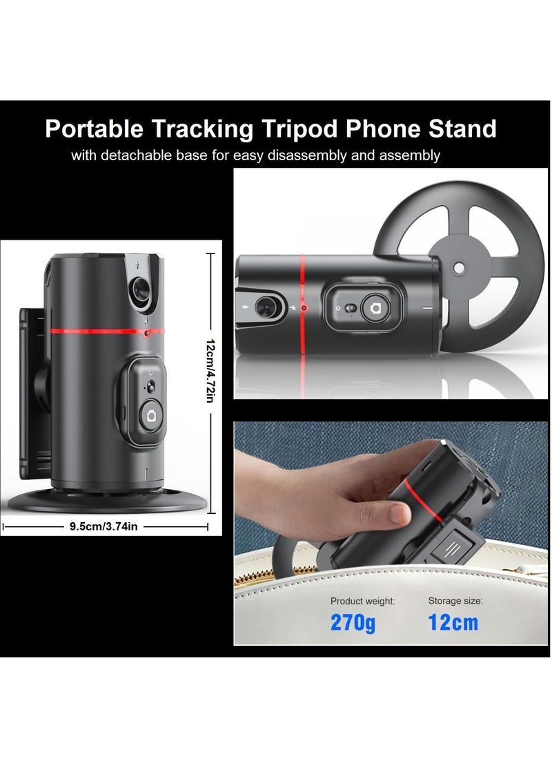 Auto Face Tracking Smart Selfie Stick Object Tracking Holder No App Required 360° Rotation Body Phone Camera Mount with Detachable Remote Smart Shooting Holder Gesture Control for Live Vlog Streaming