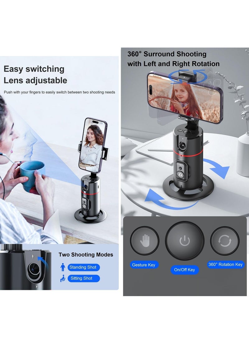 Houmt Auto Face Tracking Smart Selfie Stick Object Tracking Holder No App Required 360° Rotation Body Phone Camera Mount with Detachable Remote Smart Shooting Holder Gesture Control for Live Vlog Streaming  - Image 2