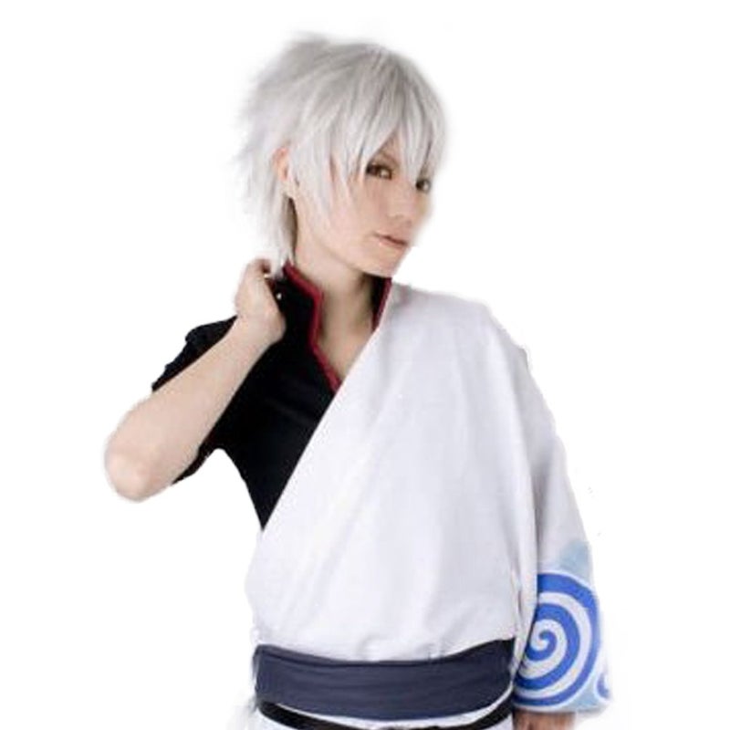 OMORFIEER Cool Mens Boys Short Straight Hair Party Male Heat Resistant Cosplay Wig Silver Grey