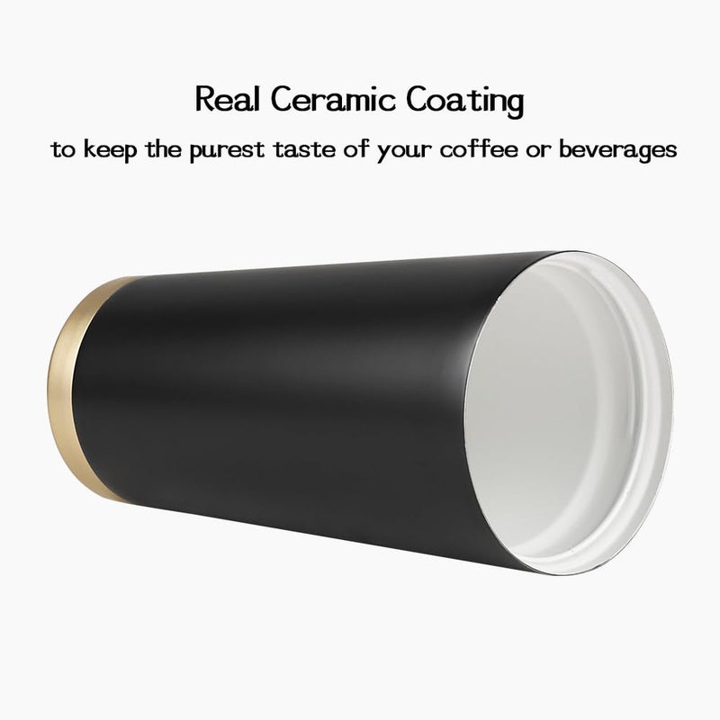 Funkrin Insulated Coffee Cup Mug with Straw Lid  Spout Lid, 18oz Black - Image 2