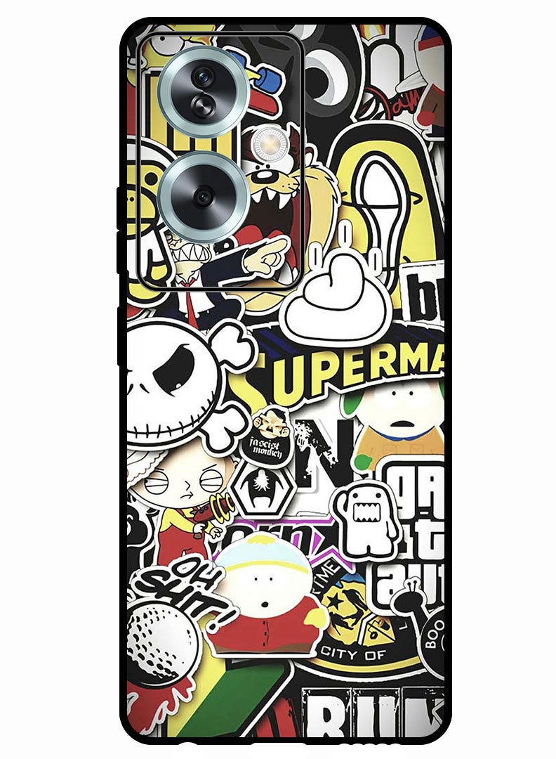 Theodor Protective Case Anti Scratch Shock Proof Bumper Cover For Oppo A79 5G Cartoon Collage - Image 1