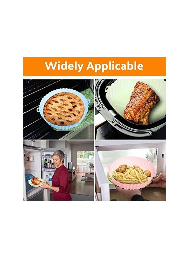 vesus XND-A001 (3 PCS/SET) 8 inch round Reusable air fryer silicone basket liner, silicone air fryer pot with handle, air fryer silicone baking tray BPA-FREE  - Image 5