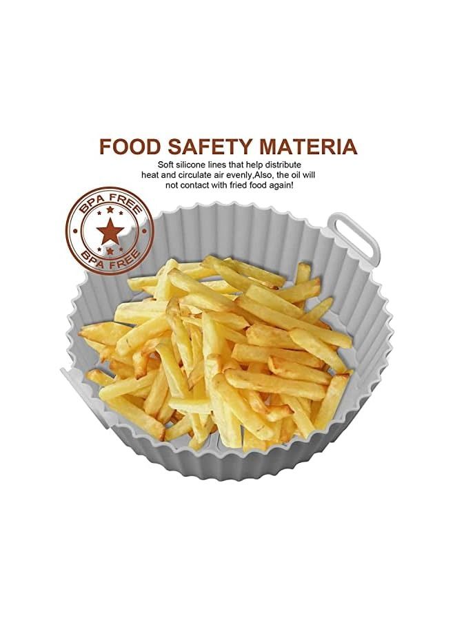 vesus XND-A001 (3 PCS/SET) 8 inch round Reusable air fryer silicone basket liner, silicone air fryer pot with handle, air fryer silicone baking tray BPA-FREE  - Image 2