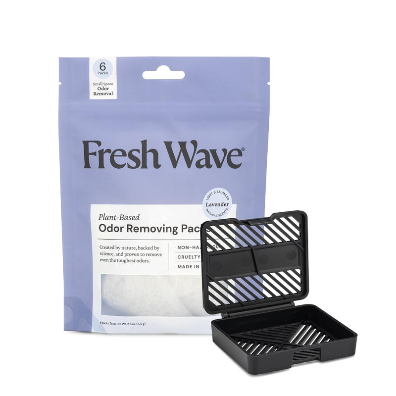 Fresh Wave Fresh Wave Lavender Odor Eliminating & Deodorizing Packs | Bag of 6 & Fresh Pod Case | Safer Odor Relief for Small Spaces | Natural Plant-Based Odor Eliminator | Odor Absorbers for Home  - Image 1