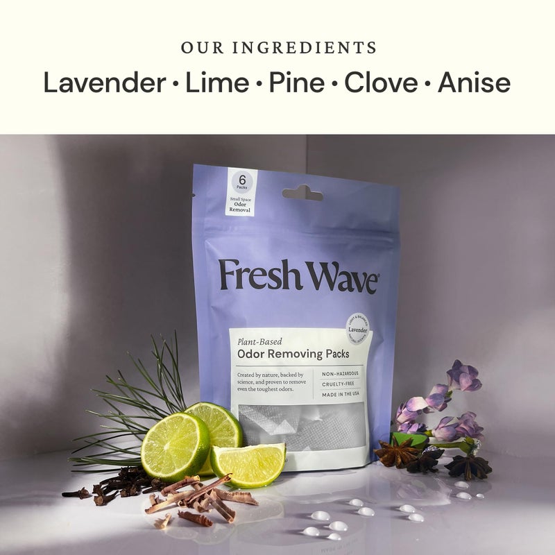 Fresh Wave Fresh Wave Lavender Odor Eliminating & Deodorizing Packs | Bag of 6 & Fresh Pod Case | Safer Odor Relief for Small Spaces | Natural Plant-Based Odor Eliminator | Odor Absorbers for Home  - Image 2