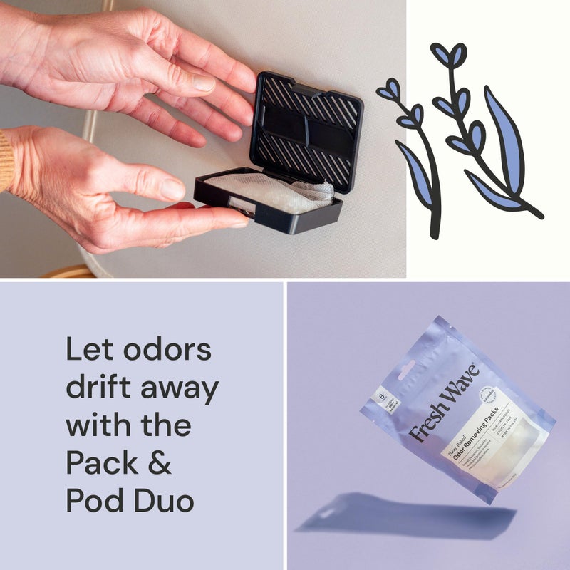 Fresh Wave Fresh Wave Lavender Odor Eliminating & Deodorizing Packs | Bag of 6 & Fresh Pod Case | Safer Odor Relief for Small Spaces | Natural Plant-Based Odor Eliminator | Odor Absorbers for Home  - Image 3
