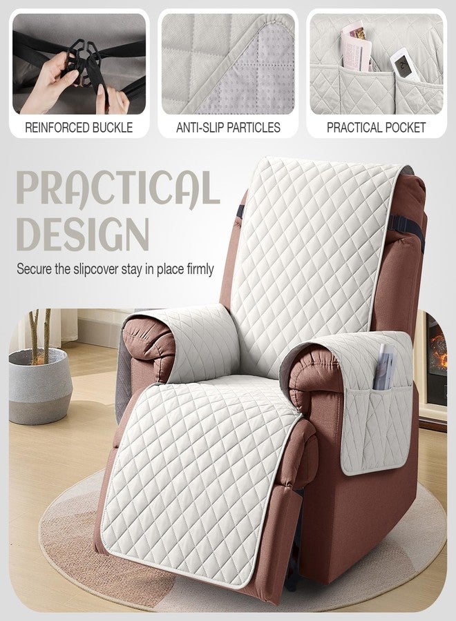 KinCam 100% Waterproof Recliner Chair Cover, Reclining Couch Covers for Pets, Dogs, Recliner Couch Slipcover Furniture Protector with Elastic Straps for Kids(23.6", Beige) - Image 4