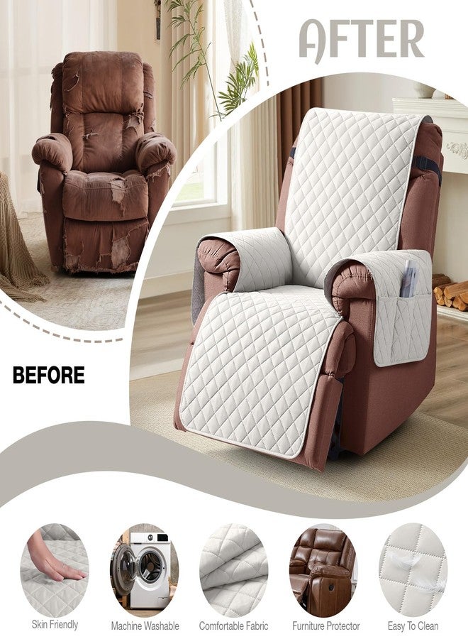 KinCam 100% Waterproof Recliner Chair Cover, Reclining Couch Covers for Pets, Dogs, Recliner Couch Slipcover Furniture Protector with Elastic Straps for Kids(23.6", Beige) - Image 5