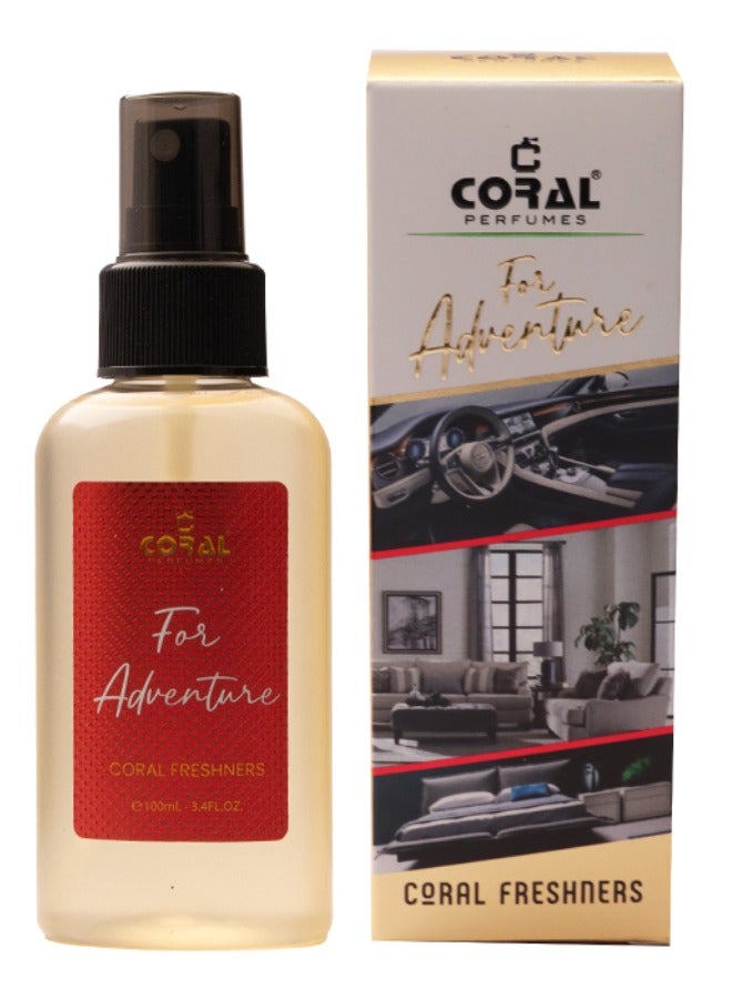 Coral FOR ADVENTURE Car Fresheners 100ml, Fresh Woody Fragrance - Image 1