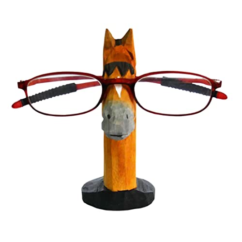 Red Dollar Handmade Wood Carved Animal Eyeglass Holder, Cute Sunglasses Display Stand, Nightstand Home Office Desk Decor, Christmas Holiday New Year Business Gift for Men Women Adults(Horse) - Image 2