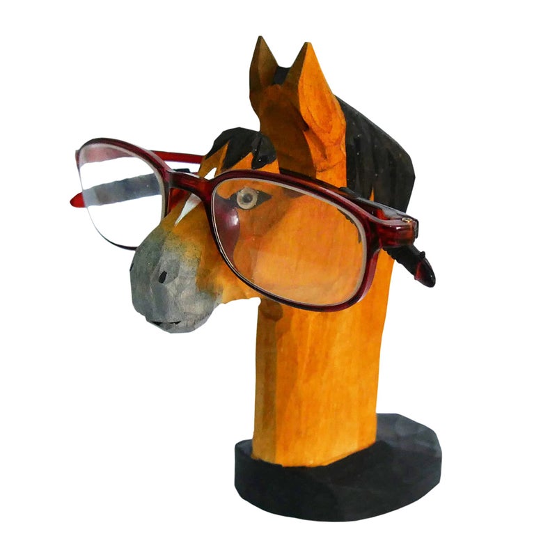 Red Dollar Handmade Wood Carved Animal Eyeglass Holder, Cute Sunglasses Display Stand, Nightstand Home Office Desk Decor, Christmas Holiday New Year Business Gift for Men Women Adults(Horse) - Image 5