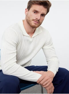 trendyol Ecru Slim Polo Neck Plain Knitwear Sweater TMNAW25KZ00022  - Image 1