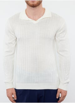 trendyol Ecru Slim Polo Neck Plain Knitwear Sweater TMNAW25KZ00022  - Image 3