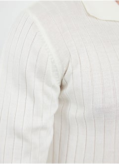 trendyol Ecru Slim Polo Neck Plain Knitwear Sweater TMNAW25KZ00022  - Image 4