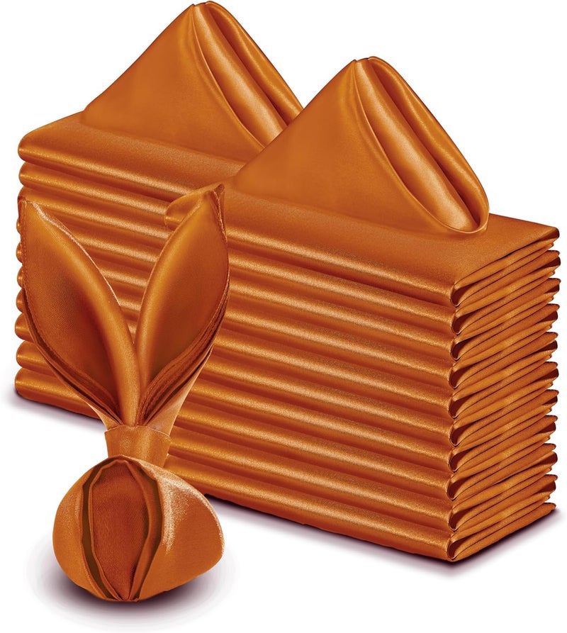 VACVELT 50 Pack Terracotta Satin Napkins 20x20 Inch Wedding Napkins Bulk Decorative Elegant Dinner Napkins Square Table Napkins Decor Silky Satin Cloth Napkins for Restaurant Graduation Party - Image 1