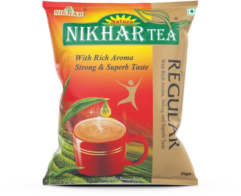 Nikhar Tea 55g x 20 Pouch | Regular Rich Aroma, Strong & Superb Chai Patti (1.1 Kg) - Image 1
