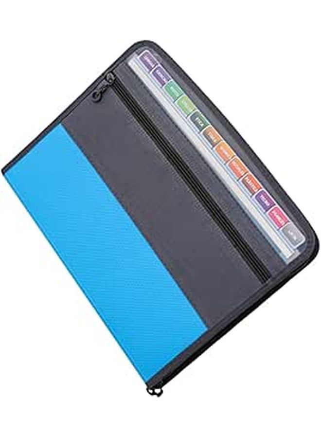 A4 13 Pocket Expanding File Folder Document Organizer with Dual Zippers Portable Office School Storage Random Color - Image 1