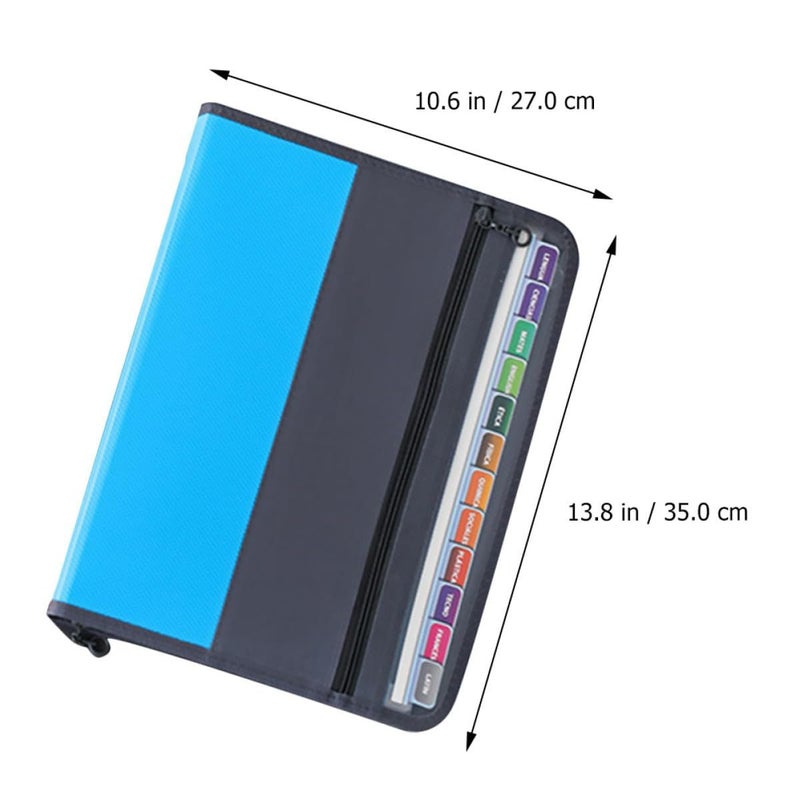 A4 13 Pocket Expanding File Folder Document Organizer with Dual Zippers Portable Office School Storage Random Color - Image 3