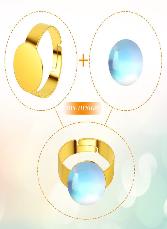 Aylifu 20 Pieces Golden Plated Adjustable Blank Rings Metal Finger Ring Settings Components with 12 mm Round Pad for DIY Unisex Rings Jewelry Making Findings - Image 5