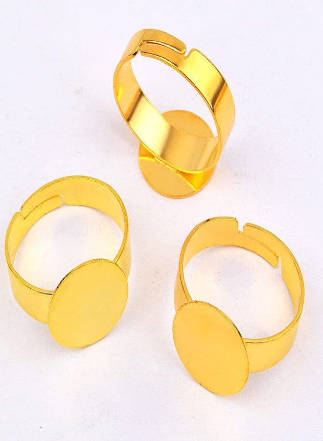 Aylifu 20 Pieces Golden Plated Adjustable Blank Rings Metal Finger Ring Settings Components with 12 mm Round Pad for DIY Unisex Rings Jewelry Making Findings - Image 4