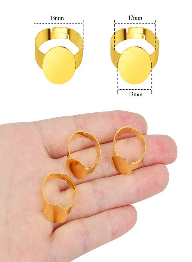 Aylifu 20 Pieces Golden Plated Adjustable Blank Rings Metal Finger Ring Settings Components with 12 mm Round Pad for DIY Unisex Rings Jewelry Making Findings - Image 3