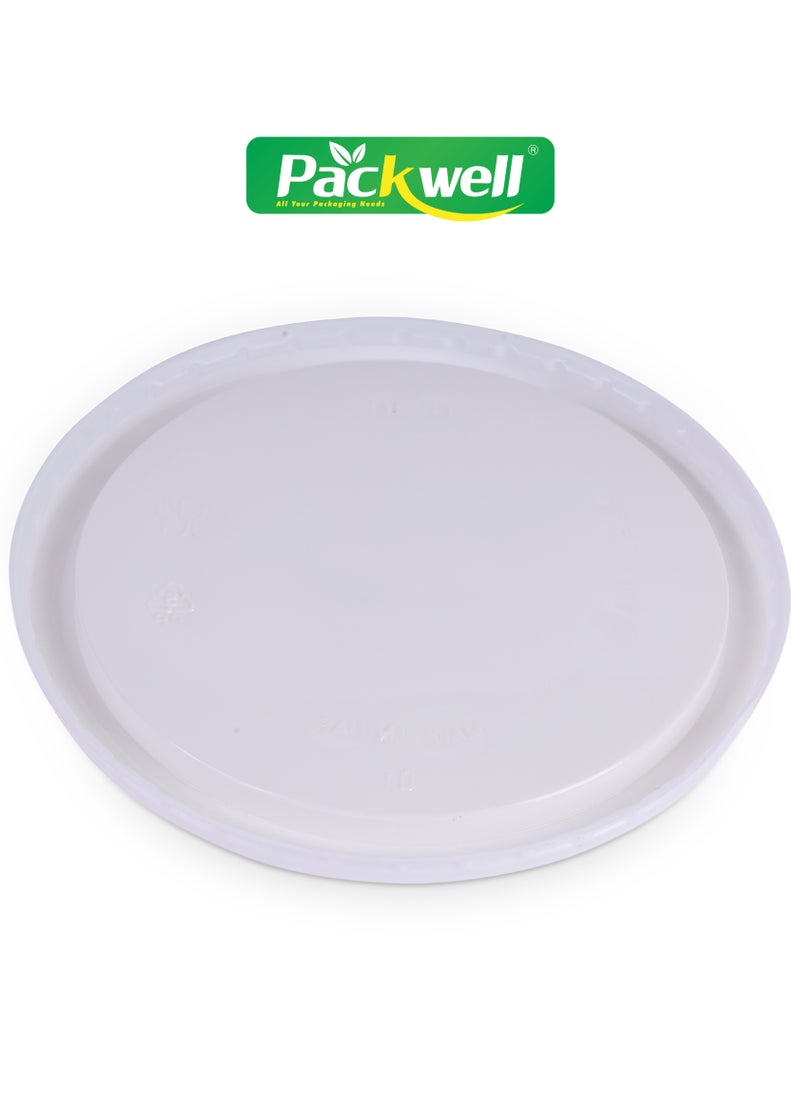 packwell - White Ribbed Plastic Container with Lid- PWRP1925 400 ml, Round Shaped, Pack of 25 BPA-Free, Food grade and Hygienic Perfect for Packing, Storing, Ramadan Kit Distribution, etc. - Image 1
