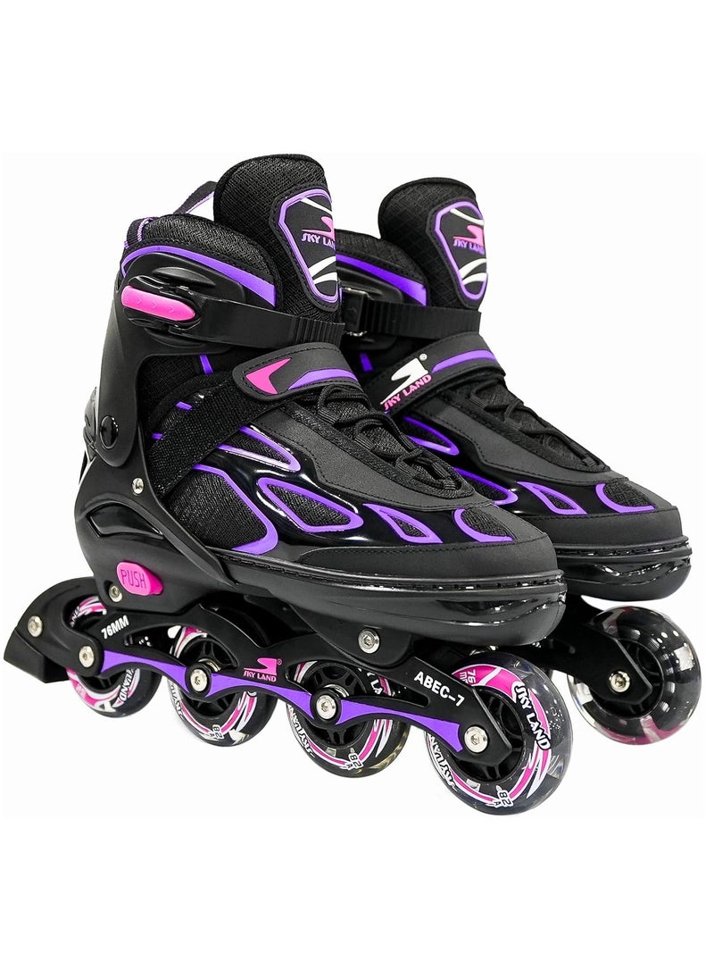 Sky Land Adjustable Roller Skate Shoes For Kids & Teens| Professional & Comfortable Inline Skating Shoes With 8 Lighting Wheels For Girls  - Image 1