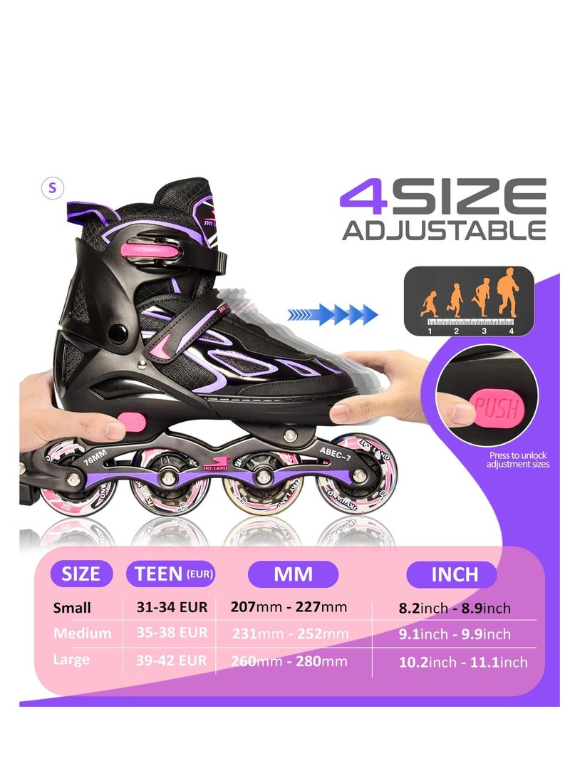 Sky Land Adjustable Roller Skate Shoes For Kids & Teens| Professional & Comfortable Inline Skating Shoes With 8 Lighting Wheels For Girls  - Image 2