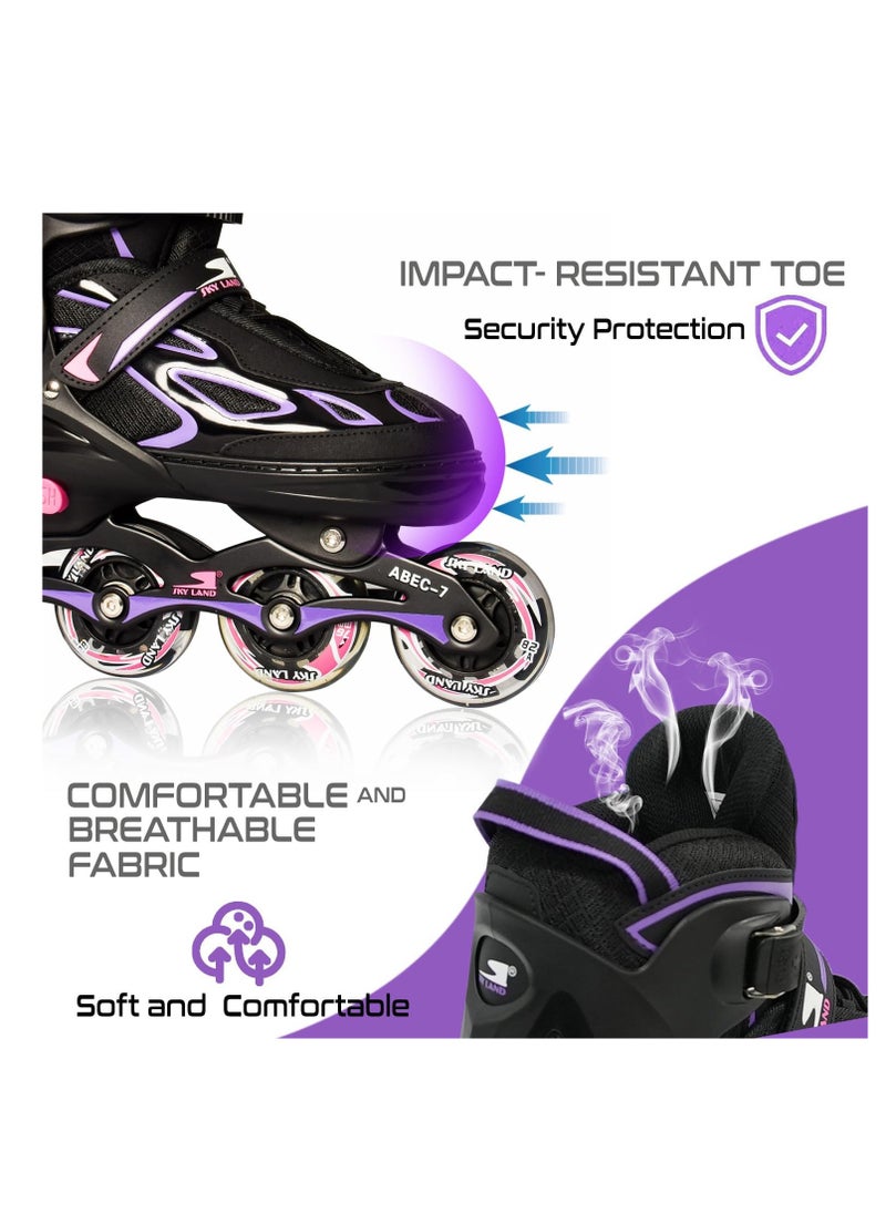 Sky Land Adjustable Roller Skate Shoes For Kids & Teens| Professional & Comfortable Inline Skating Shoes With 8 Lighting Wheels For Girls  - Image 3
