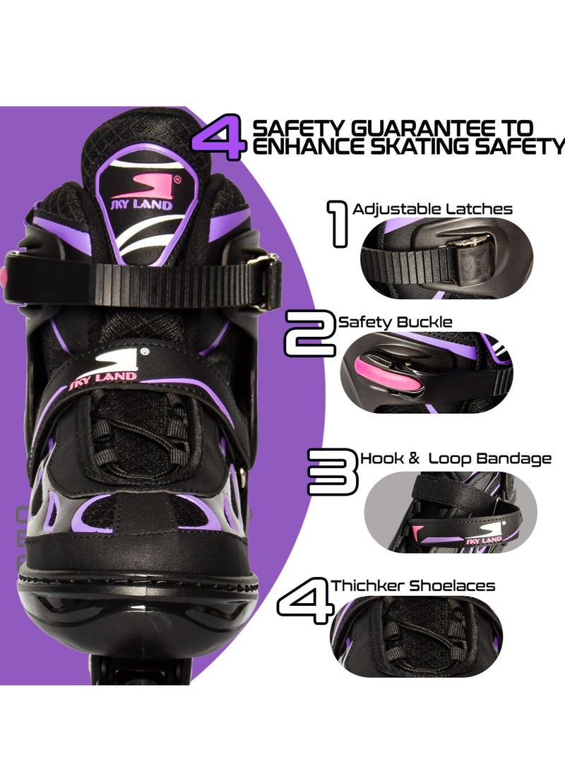 Sky Land Adjustable Roller Skate Shoes For Kids & Teens| Professional & Comfortable Inline Skating Shoes With 8 Lighting Wheels For Girls  - Image 4