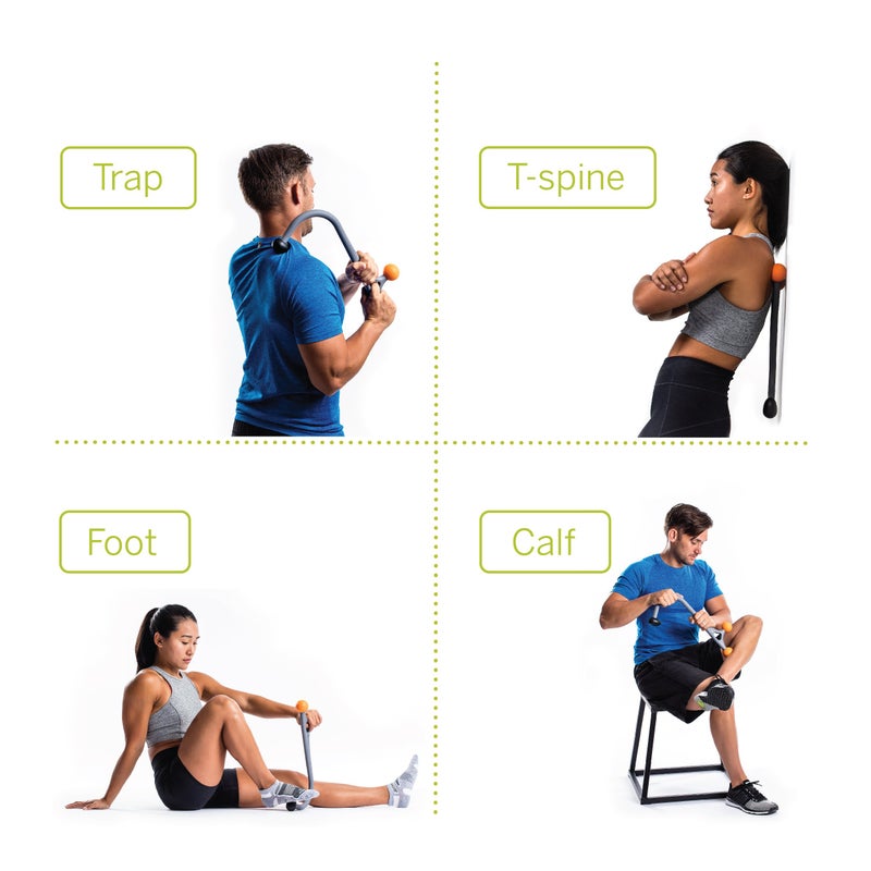 TRIGGERPOINT PERFORMANCE THERAPY AcuCurve Massage Cane for Neck, Back and Shoulders, Gray/Orange - Image 2