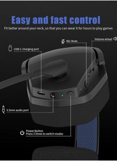 NUBWO G06 Gaming Headset,Wireless Gaming Headphones with Mic for PS5, PS4, PC, and Switch, Ergonomic Design,2.4GHz Wireless + Bluetooth-50mm Drivers,Black/Blue  - Image 3
