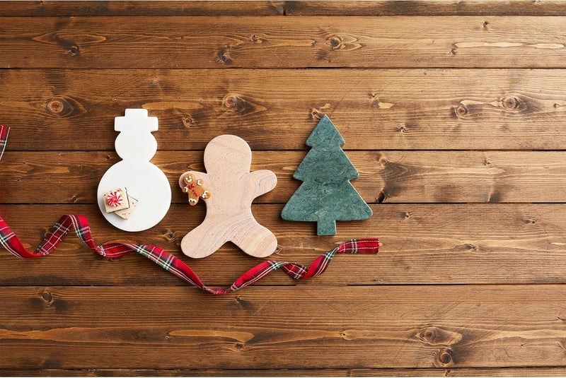 Mud Pie Gman Xmas Mini Marble Serving Boards approx 8 x 5 TAN Pack of 3 - Image 2