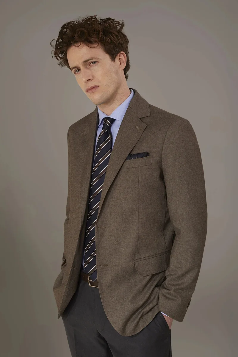 Single breasted jacket solid colour - Nut