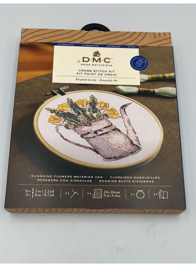 DMC Cross Stitch Kit Sunshine Flowers Watering Can - Image 1