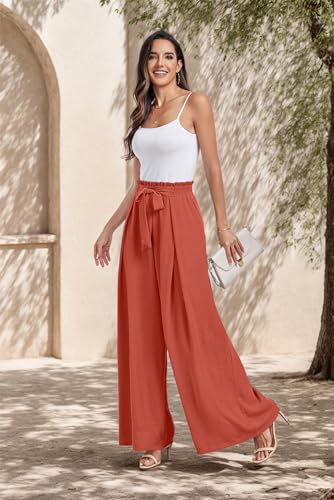 Lepunuo Women's Wide Leg Pants with Pockets High Waist Adjustable Knot Loose Casual Trousers Business Work Casual Pants - Image 3