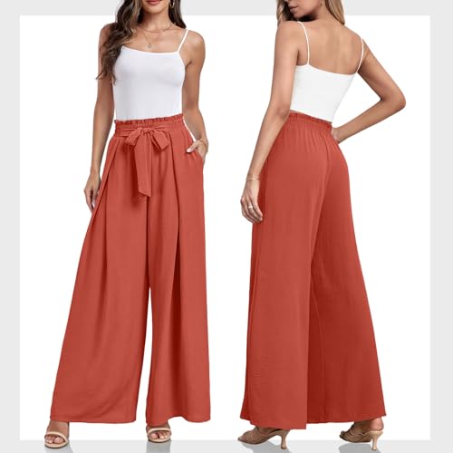 Lepunuo Women's Wide Leg Pants with Pockets High Waist Adjustable Knot Loose Casual Trousers Business Work Casual Pants - Image 5