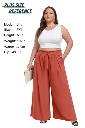 Lepunuo Women's Wide Leg Pants with Pockets High Waist Adjustable Knot Loose Casual Trousers Business Work Casual Pants - Image 4