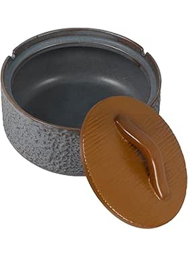 Vintage Ceramic Ashtray with Lid Retro Windproof Smoking Tray for Indoor Outdoor Use - Image 1