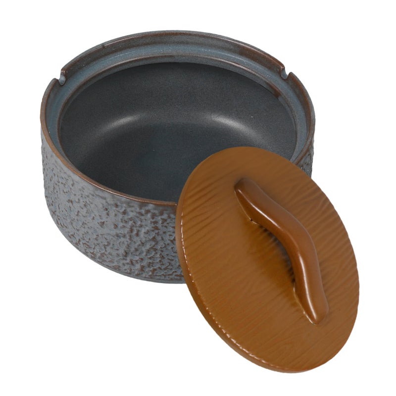 Vintage Ceramic Ashtray with Lid Retro Windproof Smoking Tray for Indoor Outdoor Use - Image 2