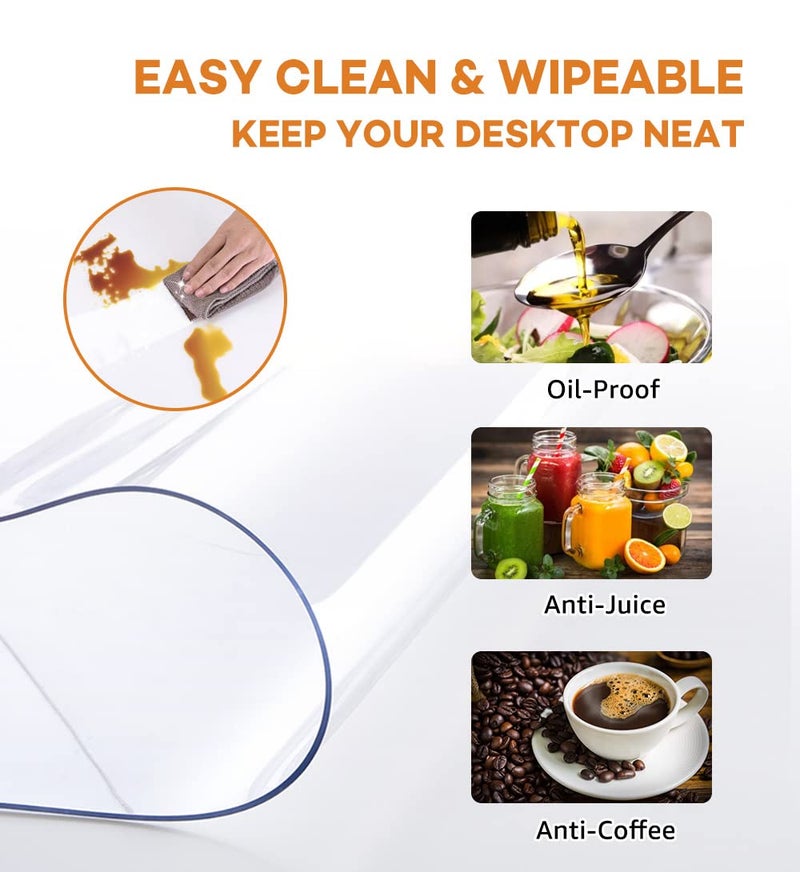 بوبوتو Popoto ترقية الإصدار clel table pad 8x48 بوصة مستطيلة الشفافة الحامي حصيرة حصيرة البلاستيك المائدة المائدة pvc غطاء طاولة الطاولة - Image 4