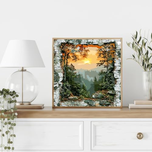 CHWGLFGG Paint by Numbers Kit for Adults Beginner, Forest Landscape Adult Paint by Number Kits on Canvas, DIY Acrylic Oil Easy Painting by Numbers for Home Wall Decor 16X16 inch (Without Frame) - Image 2